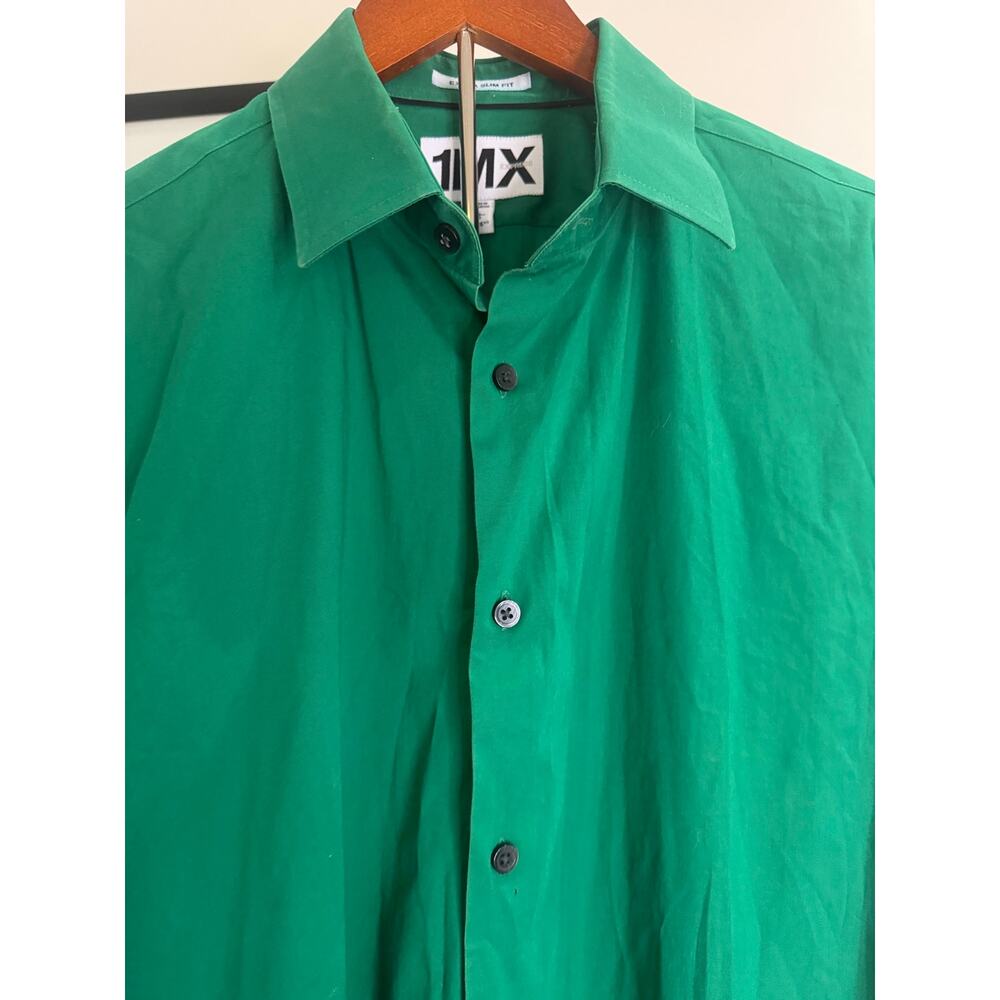 Express 1MX Green Extra Slim Fit Dress Shirt - Men’s Large - Picture 2 of 6